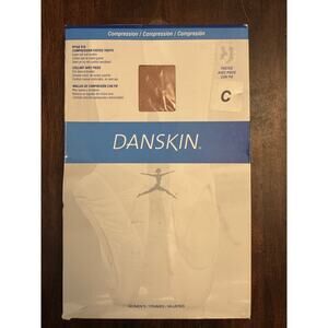 Danskin women's compression microfiber footed tights style 212 light toast NIP